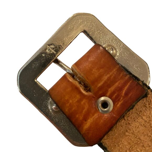 Vintage Hand Tooled Leather Belt Floral Leaf Design Silver Buckle 26–29 inches - Picture 4 of 4